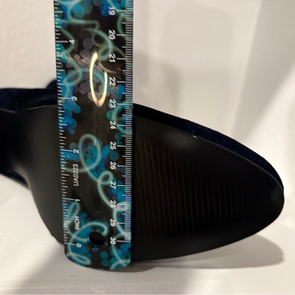 Steve Madden Navy Velvet Block Heel Ankle Boots - Picture 12 of 13